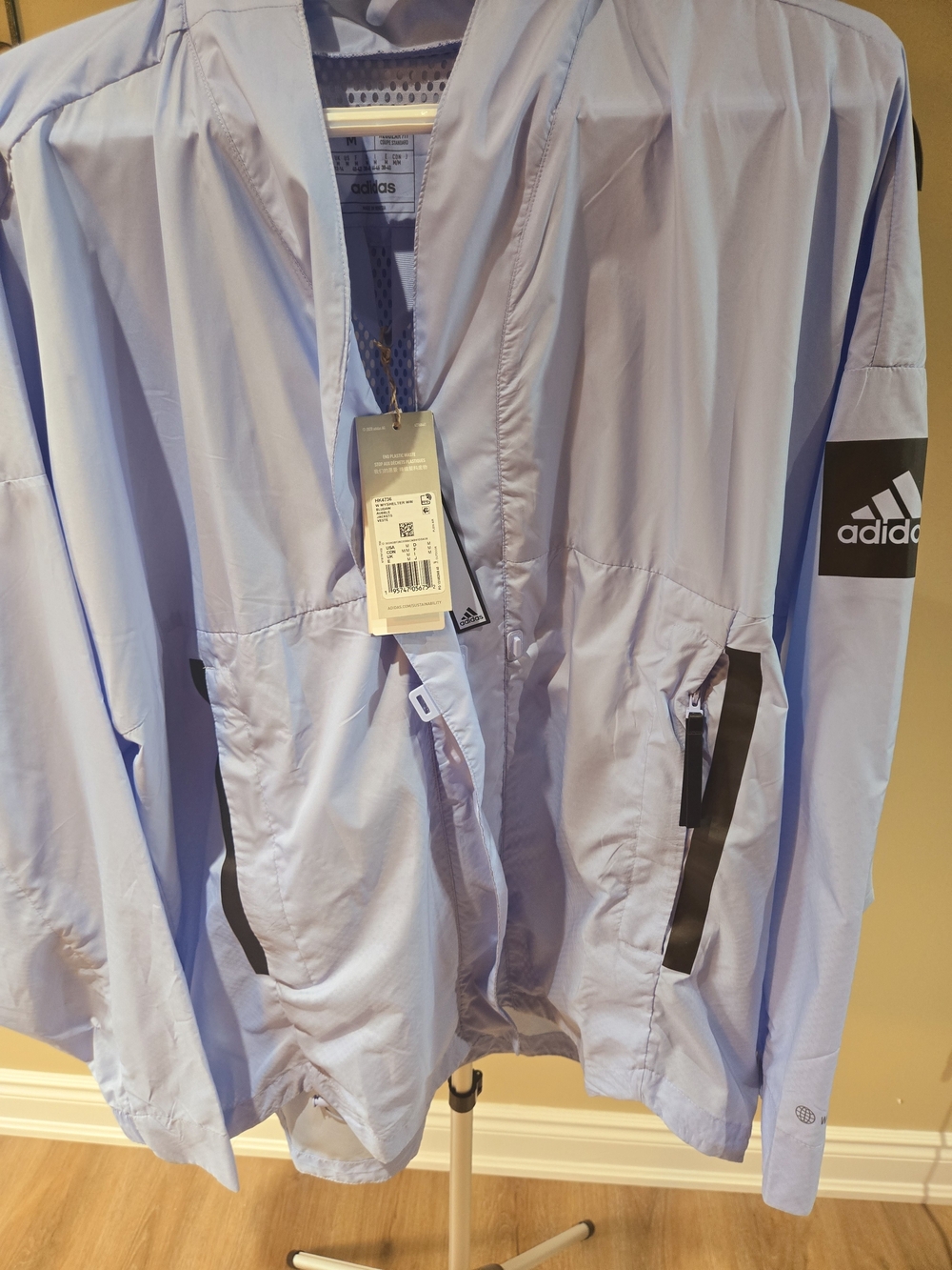 Adidas Light Blue Mesh Lined Windbreaker Track Jacket Full Zip
